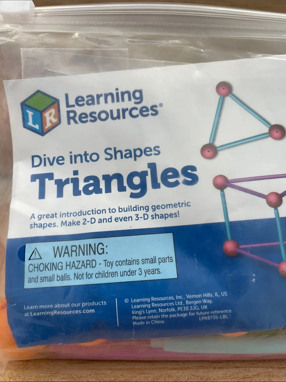 SALE! NWT Learning Resources Dive into Shapes Triangles Kit Orange, Pink, Blue